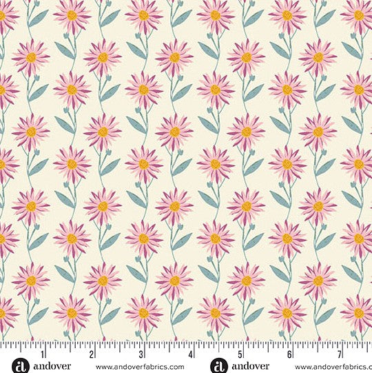 Andover Flourish Daisy Dream White 1624L quilting fabric