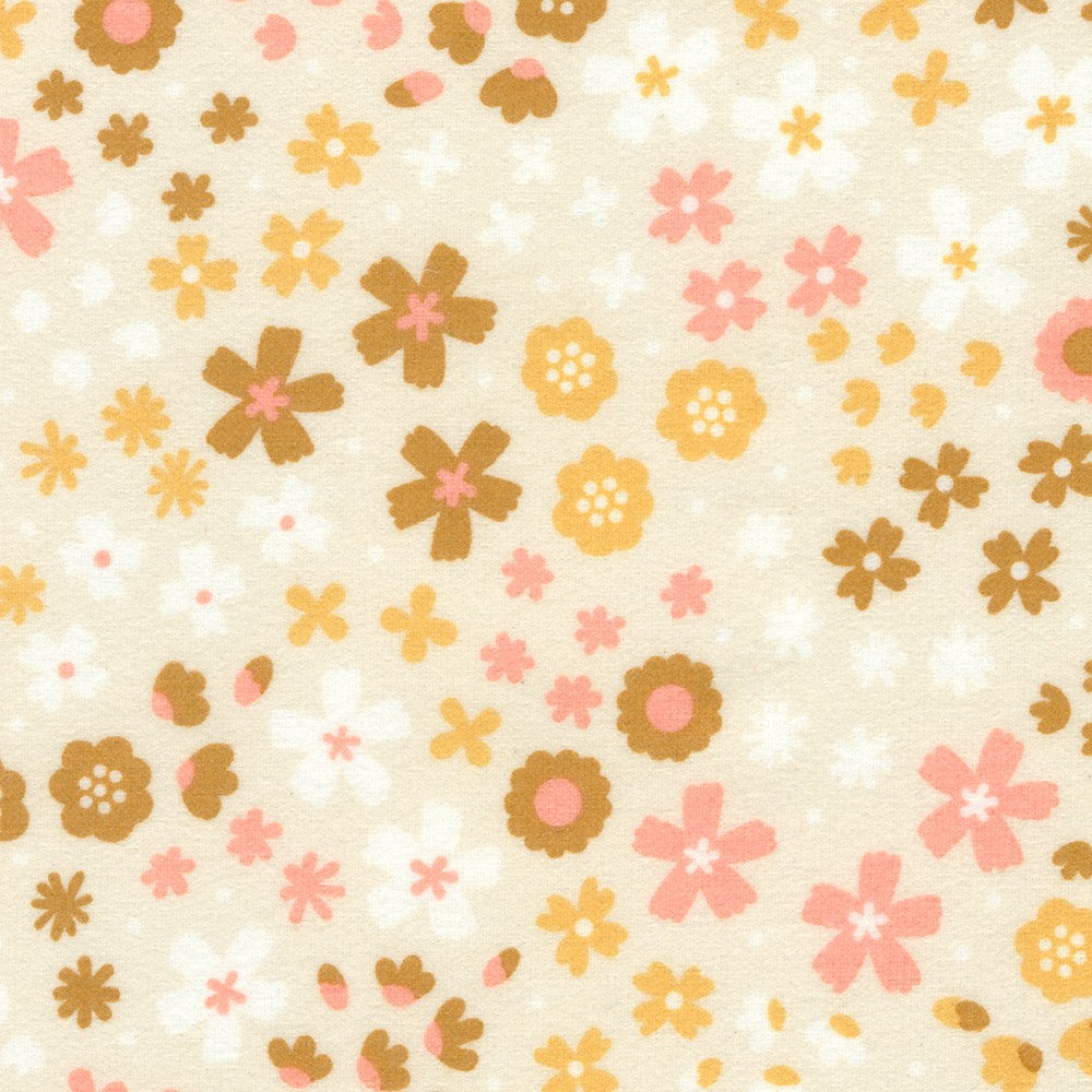 Robert Kaufman Cozy Cotton Floral Natural cotton fabric
