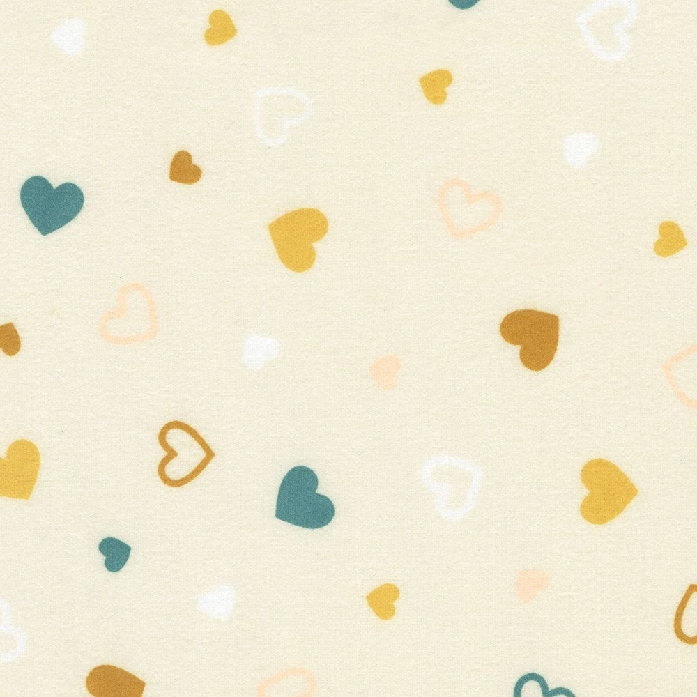 Cozy Cotton Flannel, Hearts, Natural