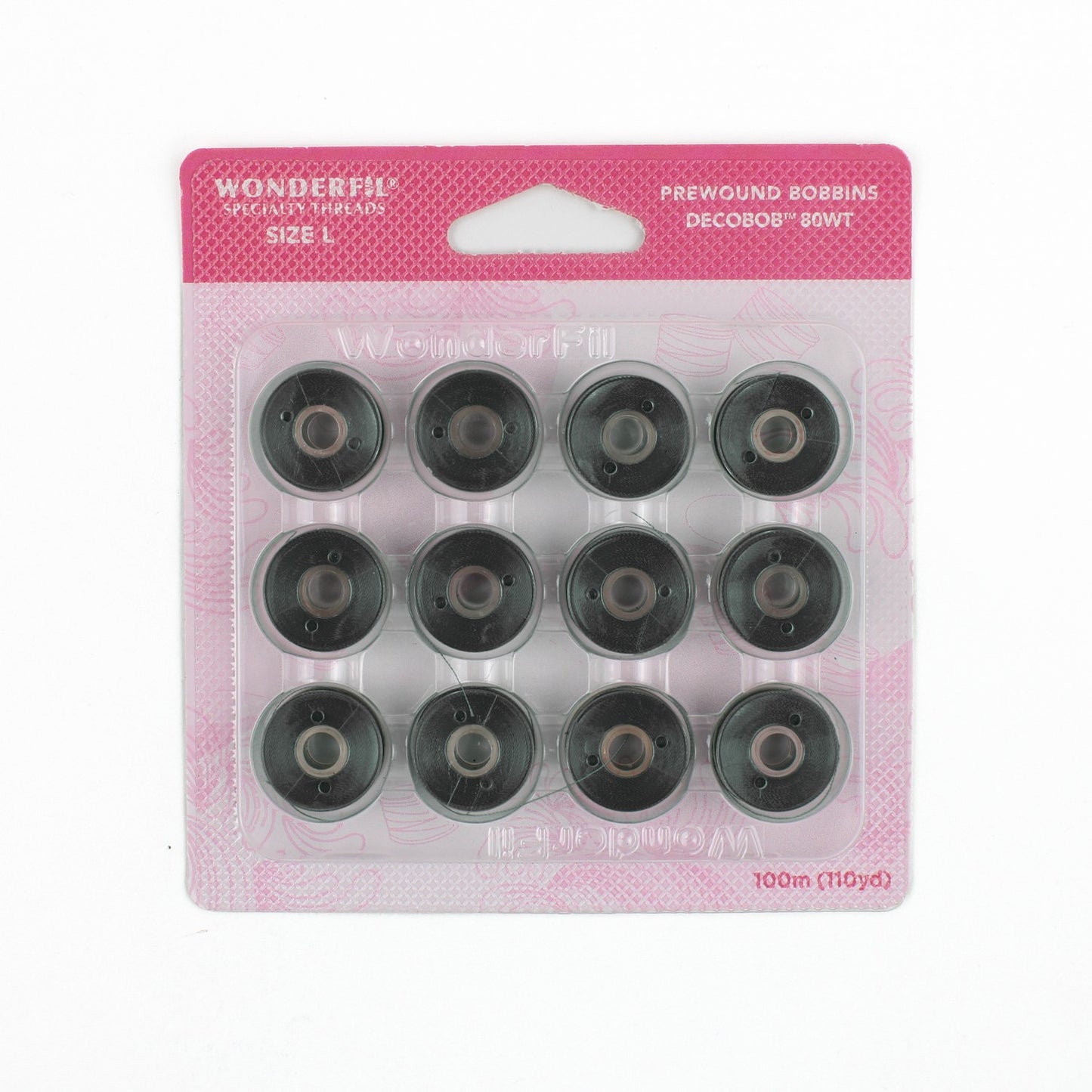 WonderFil Decobob prewound bobbin charcoal DB168 80wt Size L