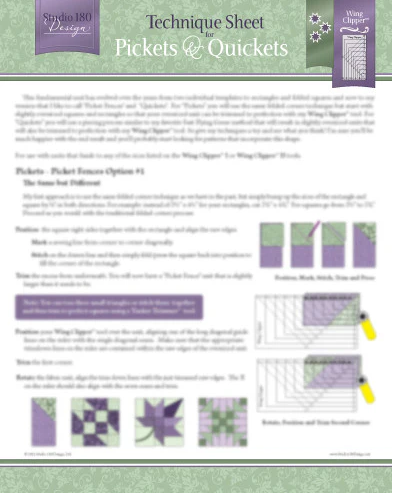 Studio 180 Design Pickets Quickets technique sheet quilting pattern