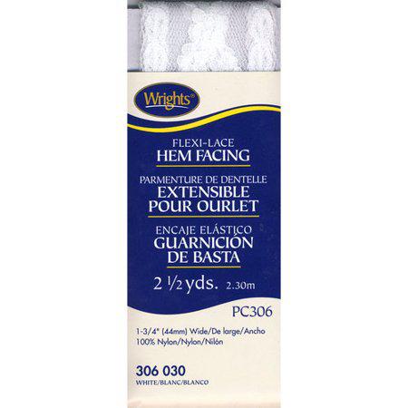 Wrights 1-3/4 inch lace hem facing sewing trim white
