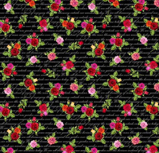 Blank La Vie En Rose 4214-99 Black cotton quilting fabric