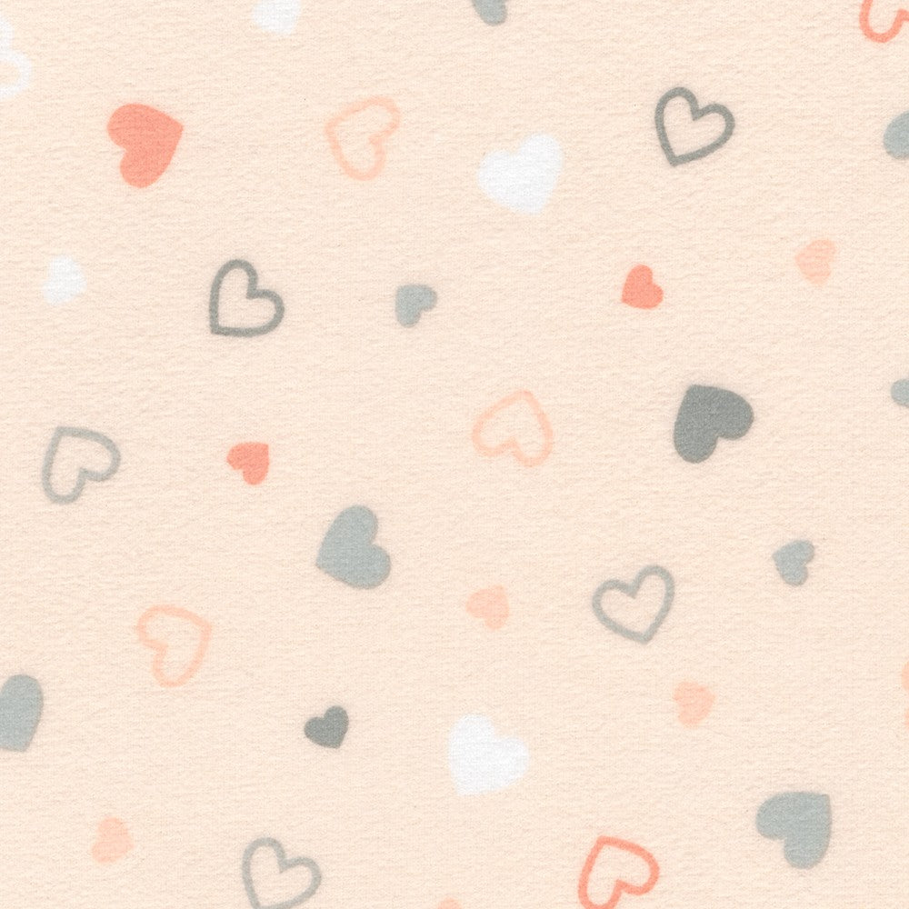 Robert Kaufman Cozy Cotton Flannel Hearts Pearl Pink flannel