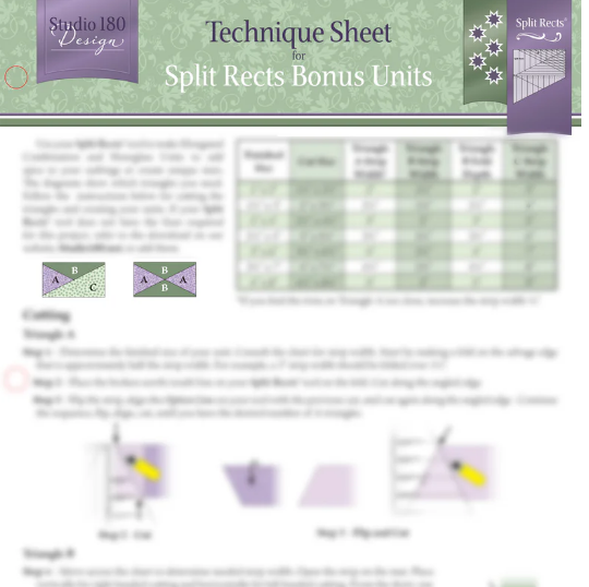 Studio 180 Design Split Rects Bonus Units technique sheet quilting pattern