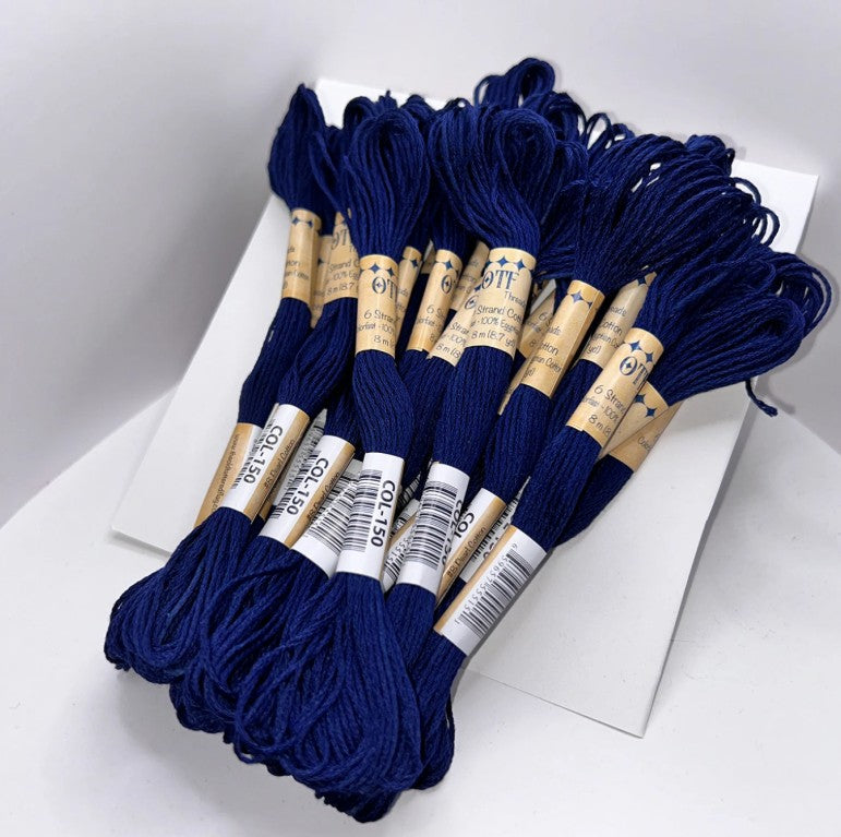 Solid six strand embroidery floss Navy 8.7 yards thread