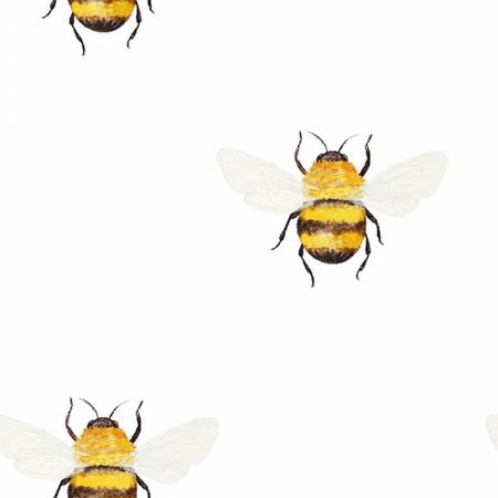 Three bees with yellow bodies and black stripes on a white background