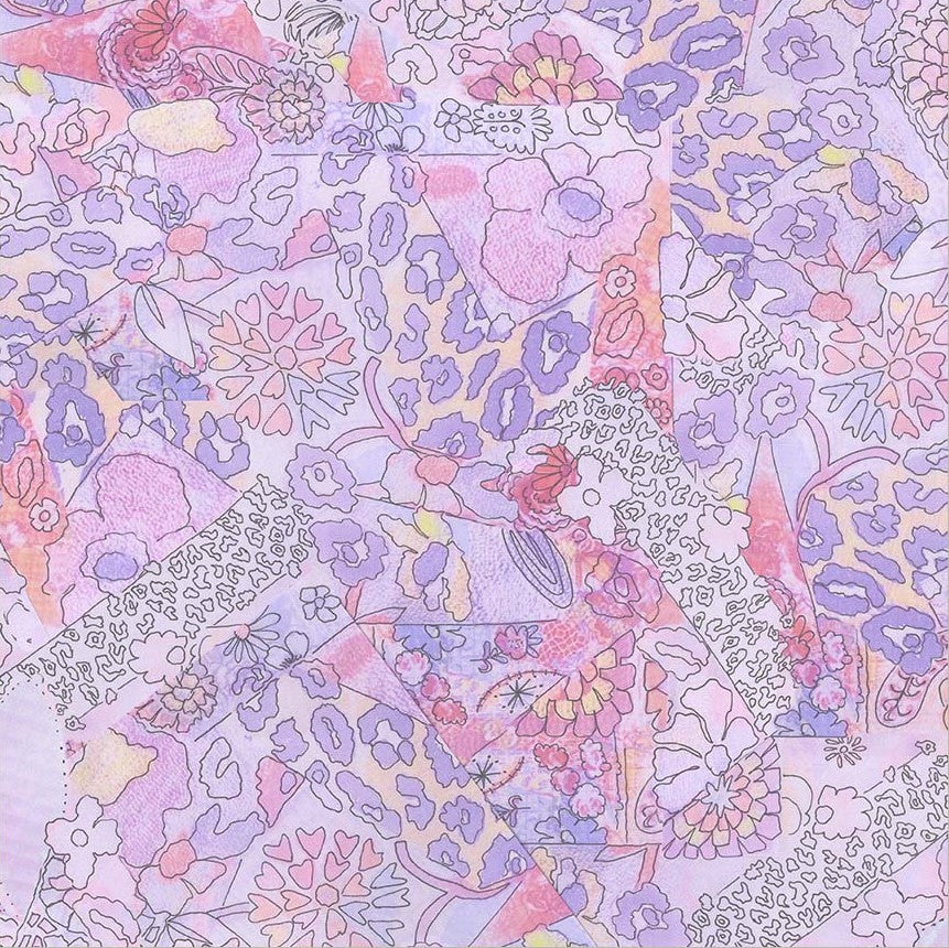 Colorful abstract pattern with pastel shades on a light purple background