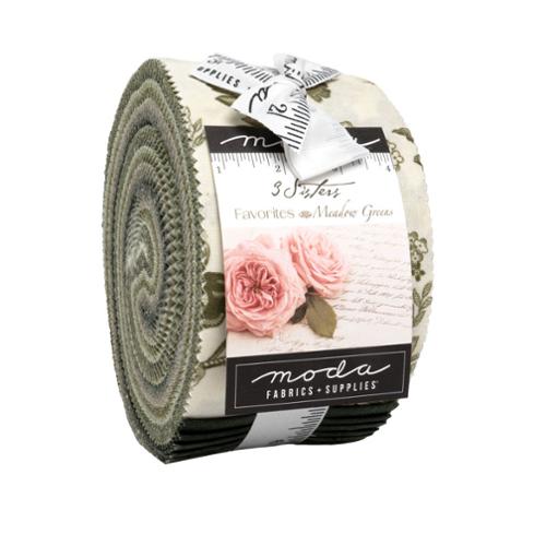 3 Sisters Meadow Jelly Roll by Moda Fabrics with coordinating floral cotton strips