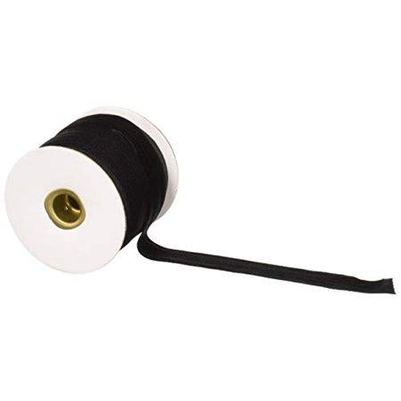 Spool of black ribbon on a white background