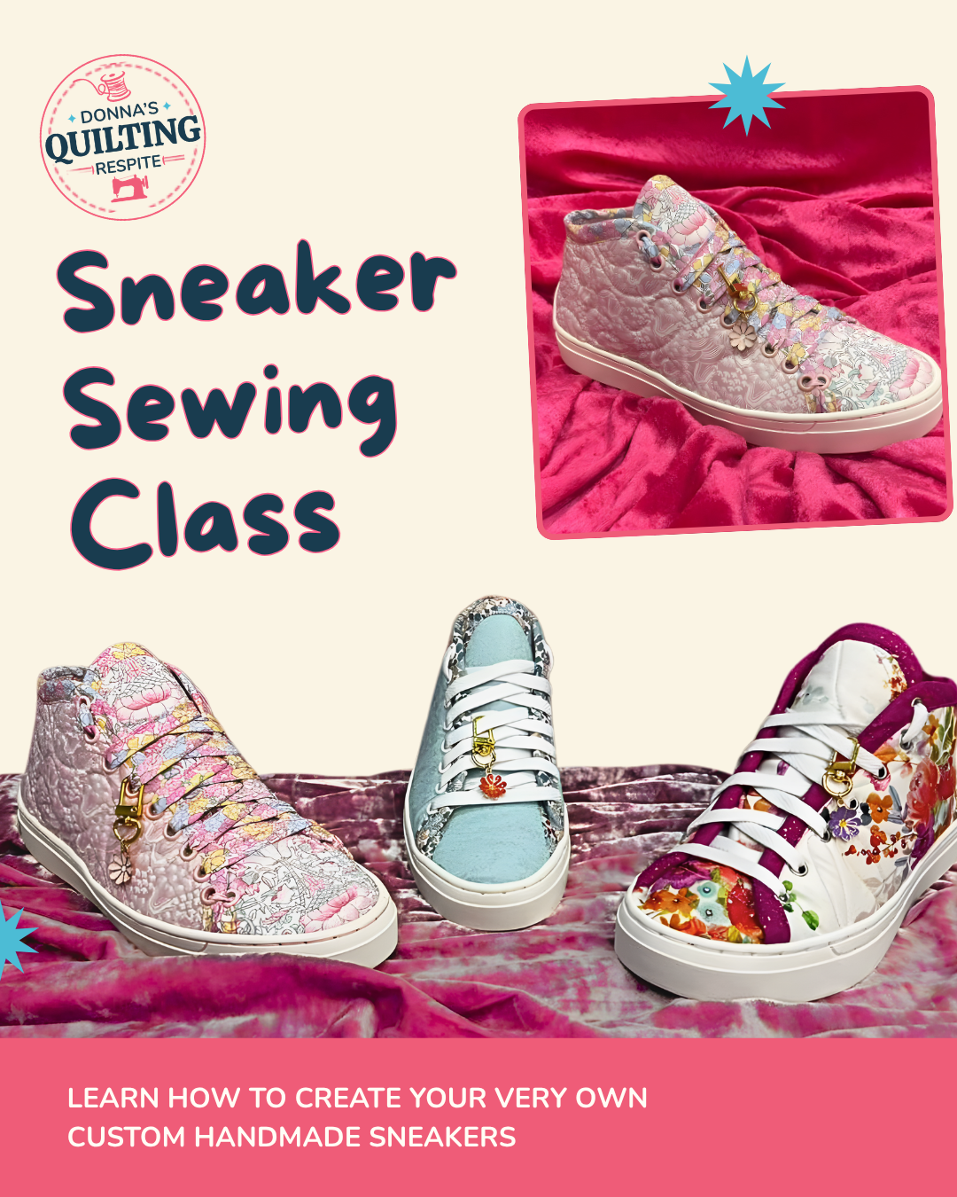 Sneaker sewing class at Donnas Quilting Respite