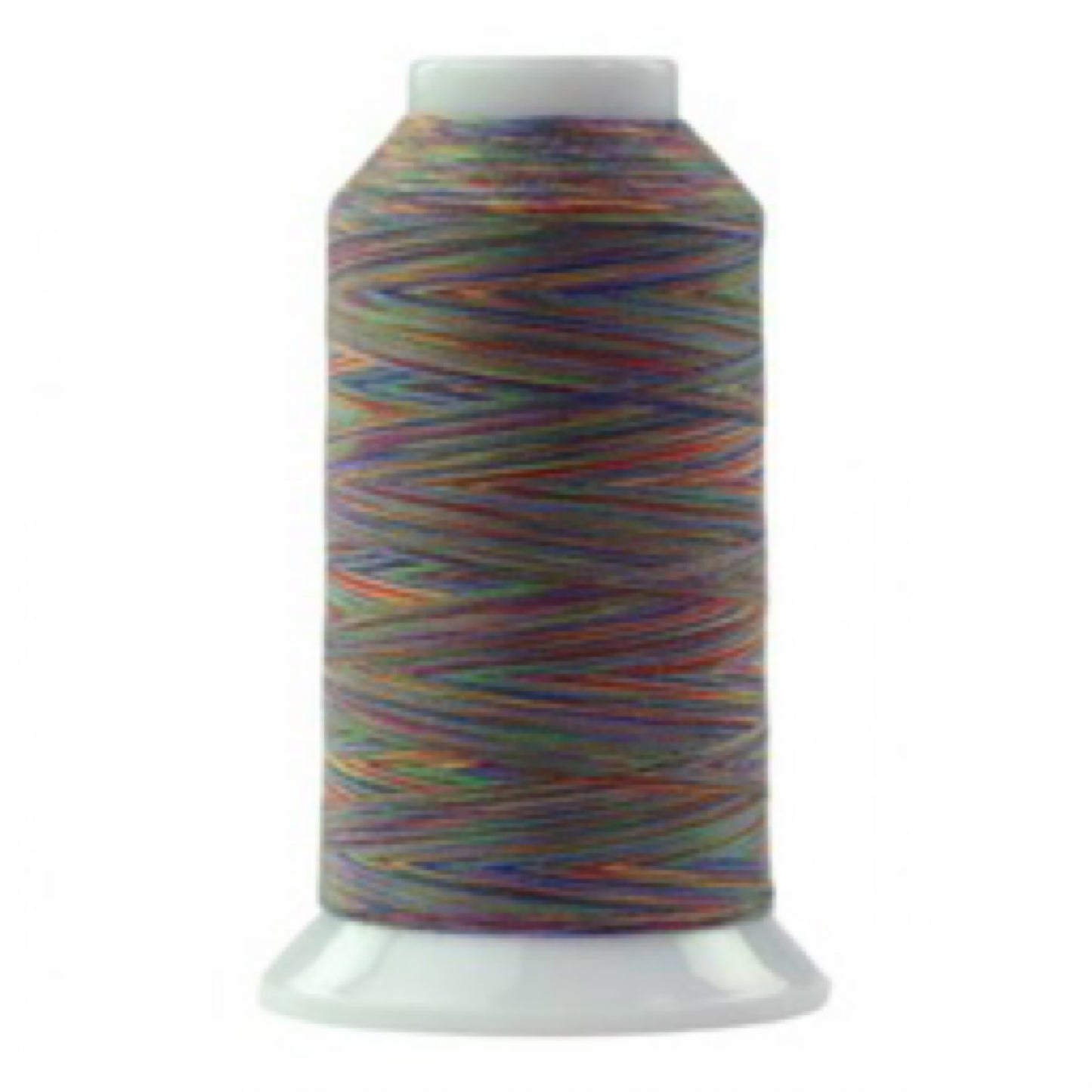 Spool of multicolored thread on a white background