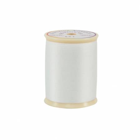 Spool of white thread on a white background