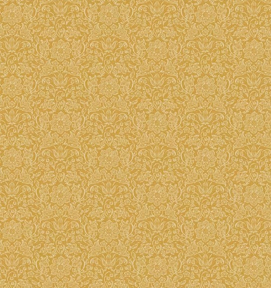Patterned wallpaper with intricate design on a beige background