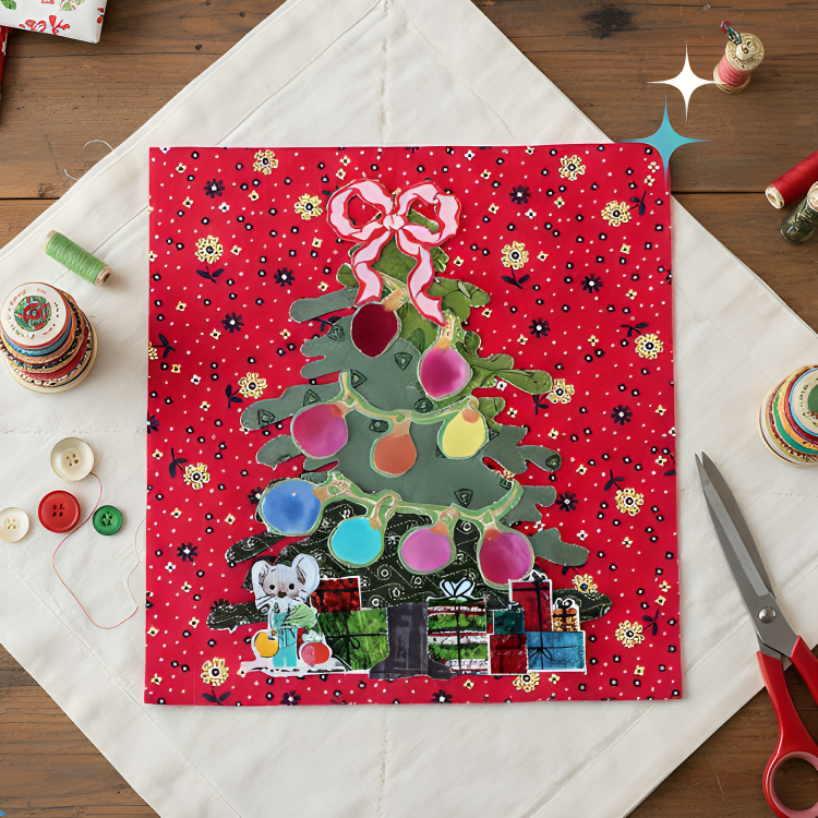 Christmas Tree Collage Pot-holder Class – Laura Heine Whatevers! #30