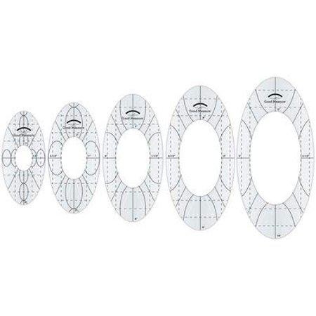 Set of five oval-shaped measurement tools on a white background