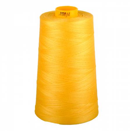 Large spool of yellow thread on a white background