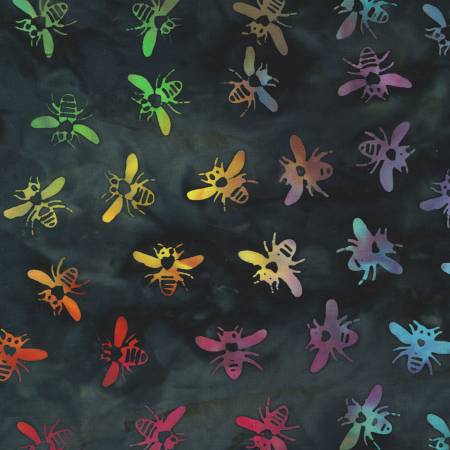 Colorful bee pattern on a dark textured background