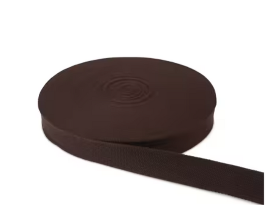 Brown cotton webbing roll 1.5 inch wide used for bag straps and sewing projects