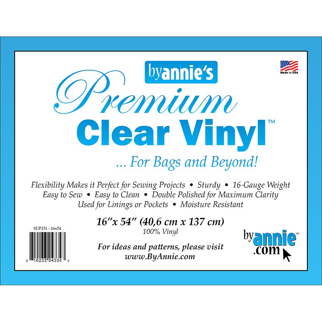 Annie's Premium Clear Vinyl packaging with product details on a white background