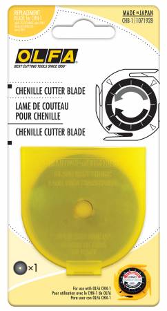 OLFA chenille cutter blade packaging with yellow background