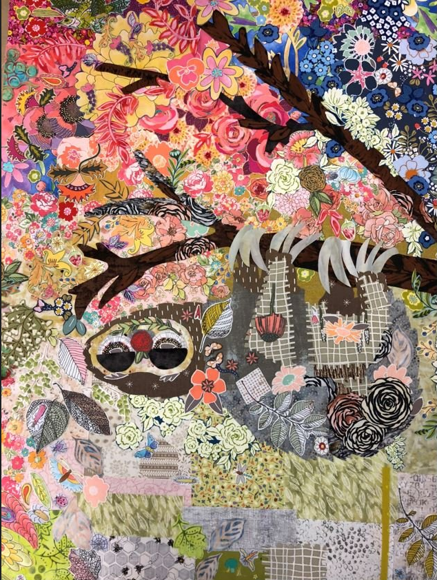 Cloth Sloth collage fabric kit by Laura Heine featuring playful animal design