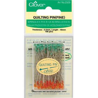 Package of Clover quilting pins with a clear window showing the pins inside.