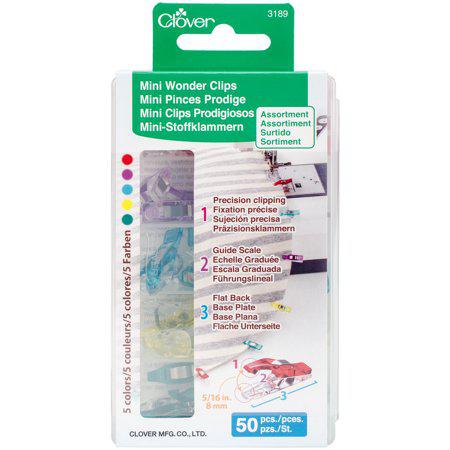 Clover Mini Wonder Clips assorted colors 50 count for quilting and sewing