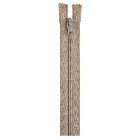 Beige zipper on a white background