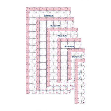 Set of quilt rulers with grid patterns on a white background