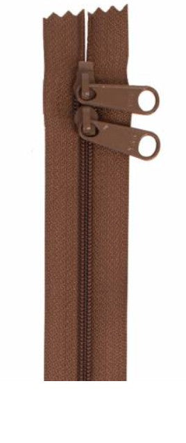 Double-Slide Zipper 30" - Seal Brown for sewing, jackets, cushions, and craft projects
