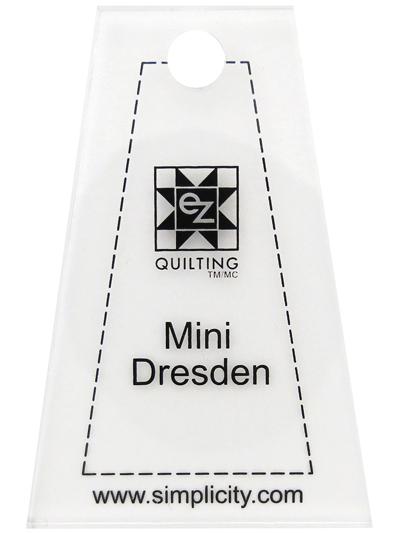 Mini Dresden quilt label with EZ Quilting logo on a white background
