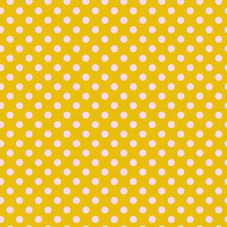 Pattern of white polka dots on a yellow background