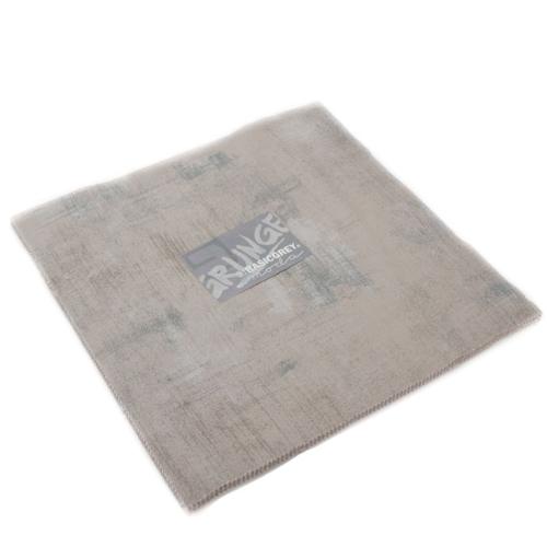 Gray rug with a brand logo on a white background