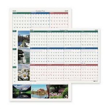 Large wall calendar with scenic images on a white background