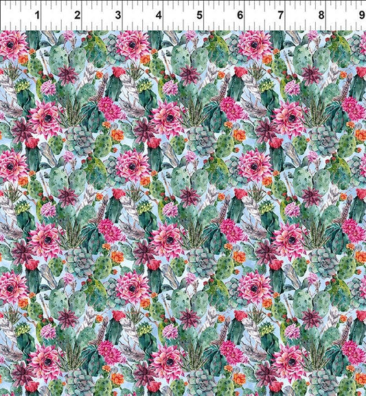 In The Beginning Fabrics Southwest Memories 10SWM-1 Multi Cactus Flower cotton quilting fabric