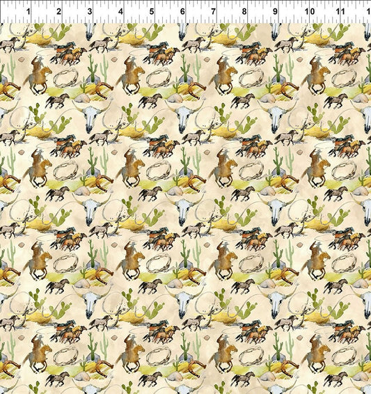 In The Beginning Fabrics Southwest Memories 11SWM-1 Multi Wild Horses novelty print quilting fabric