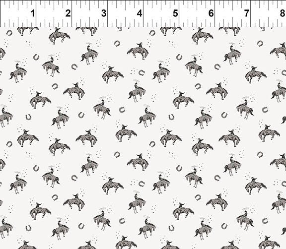 In The Beginning Fabrics Southwest Memories 12SWM-1 White Cowboys novelty print quilting fabric