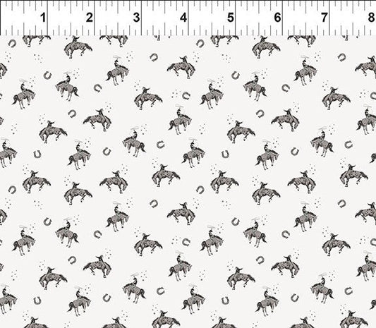 In The Beginning Fabrics Southwest Memories 12SWM-1 White Cowboys novelty print quilting fabric