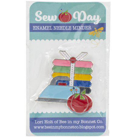 Colorful enamel needle minder with packaging featuring 'Sew Way' branding.