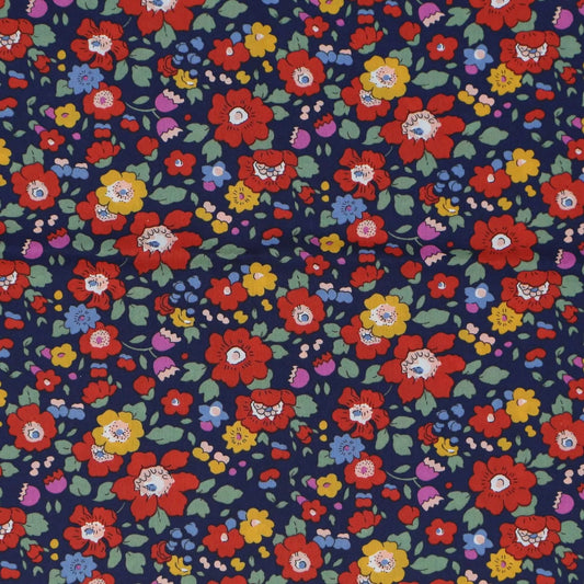 Colorful floral pattern on a dark blue background