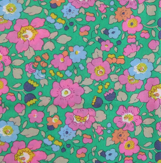 Colorful floral pattern on a green background