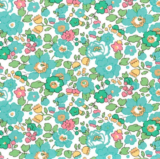 Pattern of colorful flowers on a white background