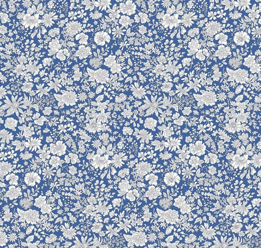 Floral pattern with white flowers on a blue background