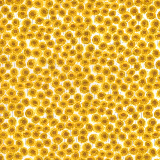 Pattern of small yellow flowers on a yellow background