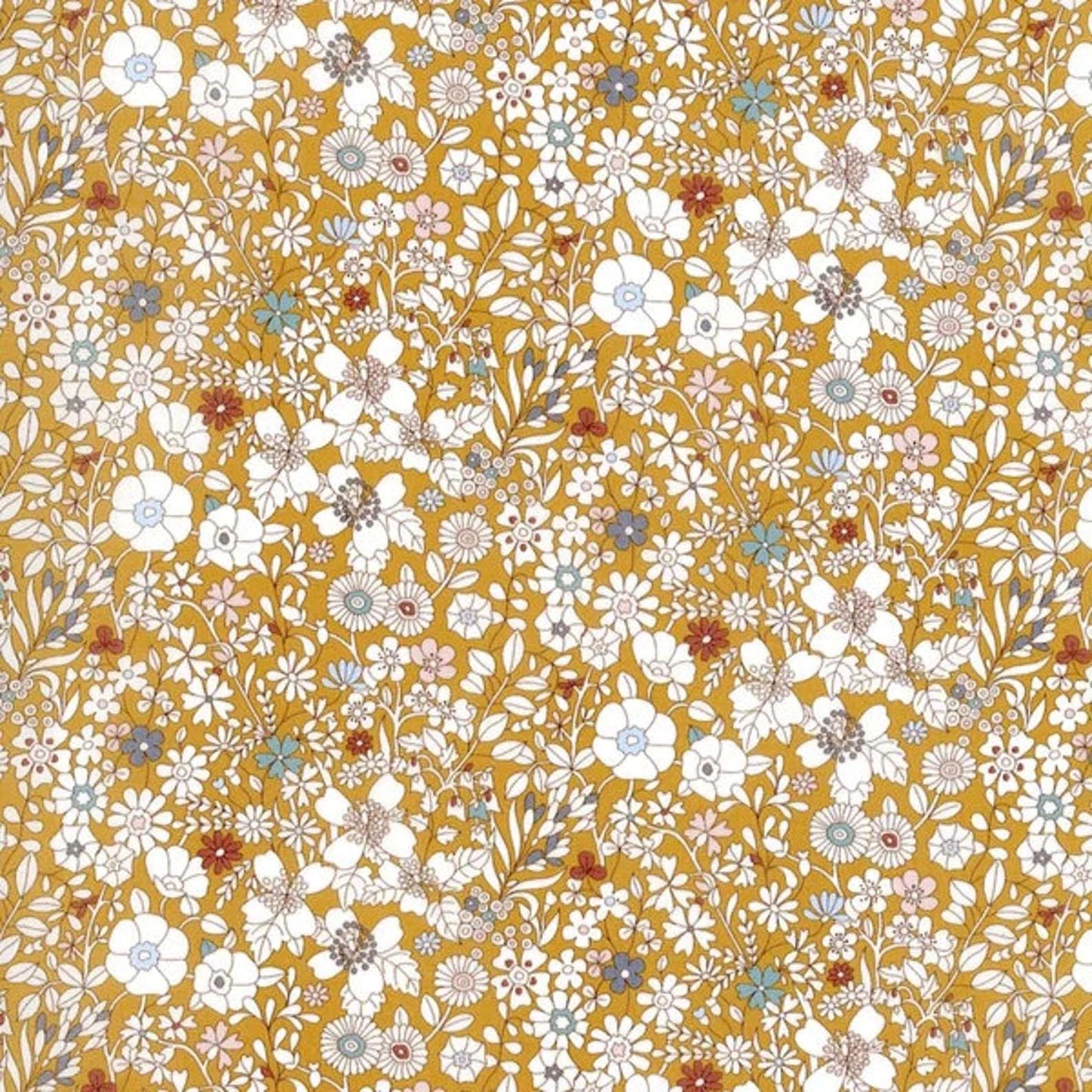Floral pattern with small flowers on a yellow background