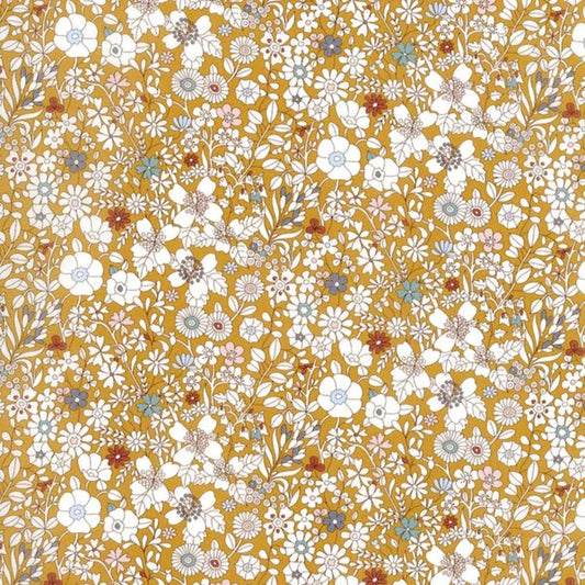 Floral pattern with small flowers on a yellow background