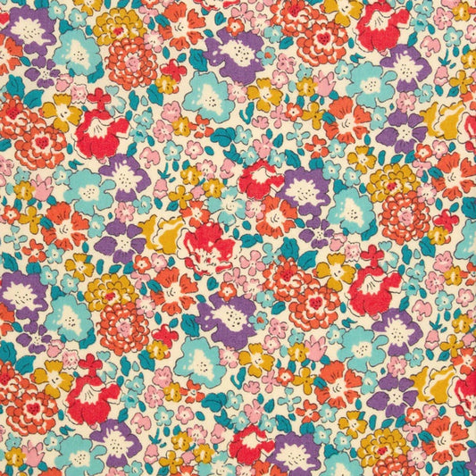 Colorful floral pattern on a beige background