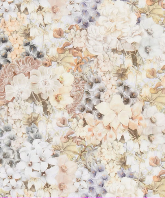 Close-up of a floral pattern with various colors