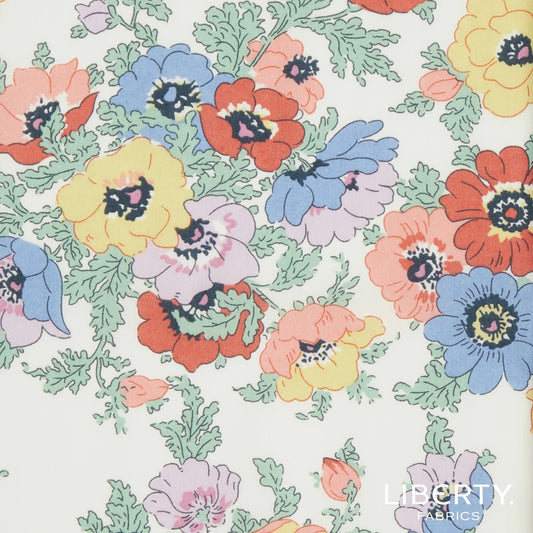 Colorful floral pattern with Liberty of London branding on a white background